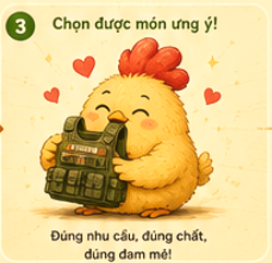 Chú gà chọn được món đồ phù hợp